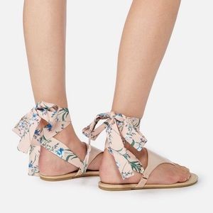 JustFab blush ankle tie sandal
